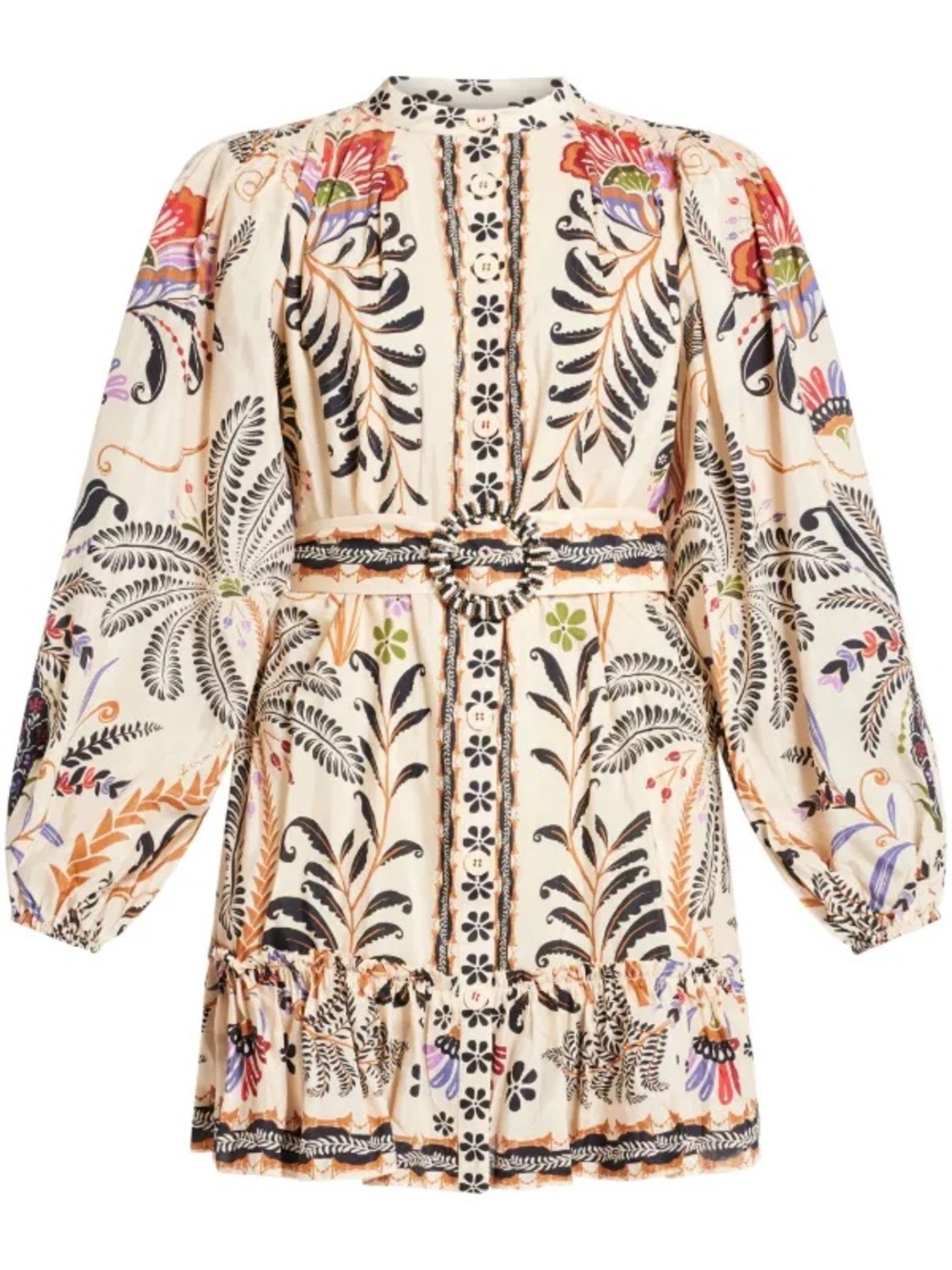 ‼️NEW Farm Rio Classic Nature Sand Long Sleeves Mini Dress - Picture 5 of 10